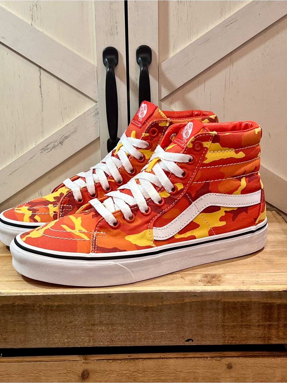 VANS Sk8-Hi Canvas Skate Shoes Orange / Yellow Camo Women Size 8- Men Size 6.5 - Picture 5 of 11